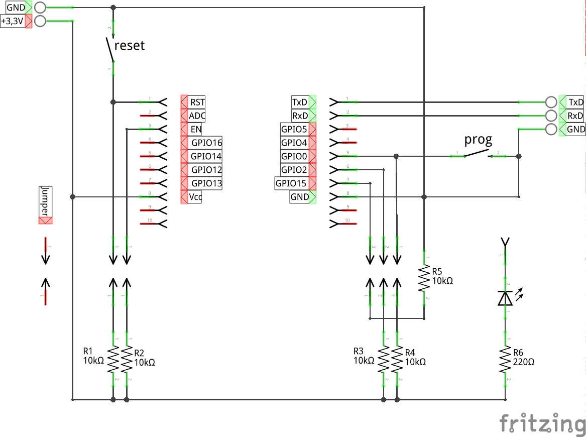 Schaltplan für das ESP-12E
        Programmier-Board