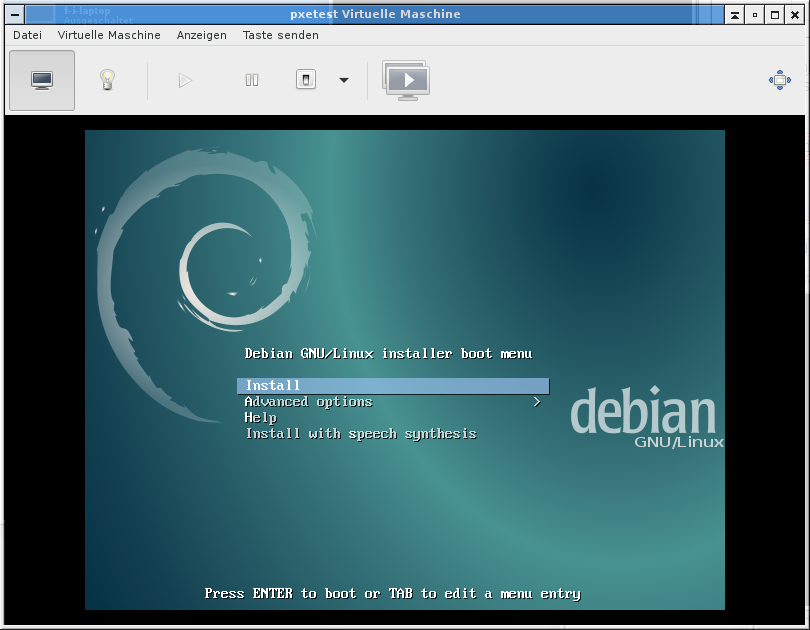 Screenshot VM startet via PXE