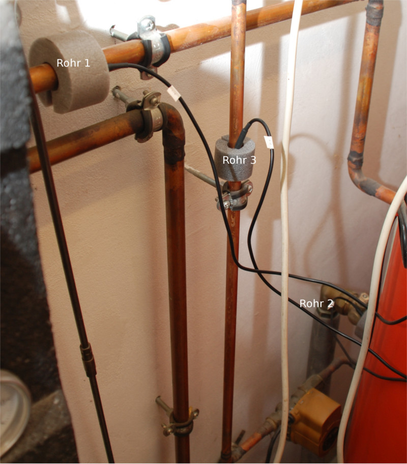 Anklicken für volle Größe Sensor-Installation an den Rohren