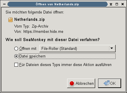langweiliges Download-Popup