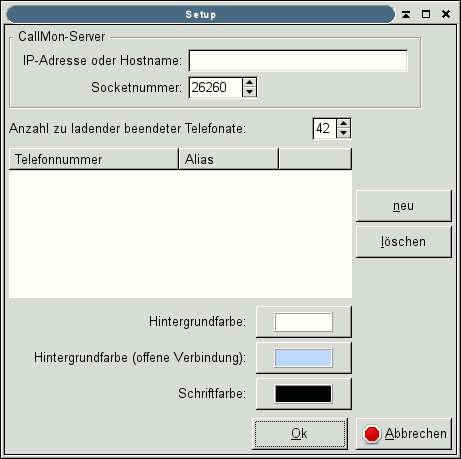 Setup-Dialog